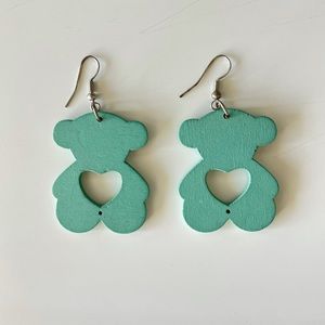 Blue Teddy Bear Earrings